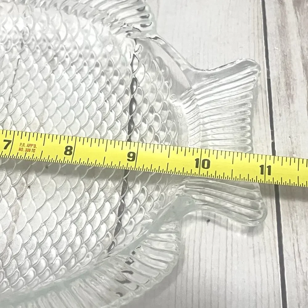 Vintage MCM VintClear Fish Glass Plates Ovensafe 11